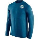 Men's Miami Dolphins Nike Aqua Dri FIT Touch Long Sleeve Performance T-Shirt