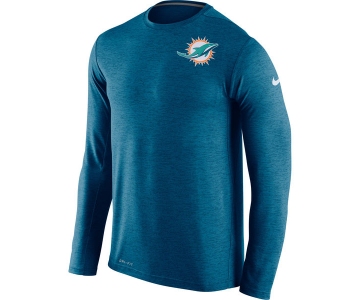 Men's Miami Dolphins Nike Aqua Dri FIT Touch Long Sleeve Performance T-Shirt