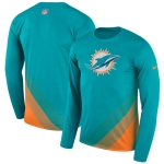 Men's Miami Dolphins Nike Aqua Sideline Legend Prism Performance Long Sleeve T-Shirt