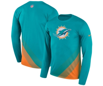 Men's Miami Dolphins Nike Aqua Sideline Legend Prism Performance Long Sleeve T-Shirt