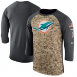 Men's Miami Dolphins Nike Camo Anthracite Salute to Service Sideline Legend Performance Three-Quarter Sleeve T Shirt