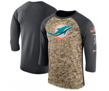 Men's Miami Dolphins Nike Camo Anthracite Salute to Service Sideline Legend Performance Three-Quarter Sleeve T Shirt