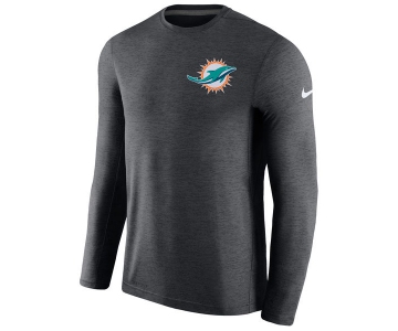 Men's Miami Dolphins Nike Charcoal Coaches Long Sleeve Performance T-Shirt