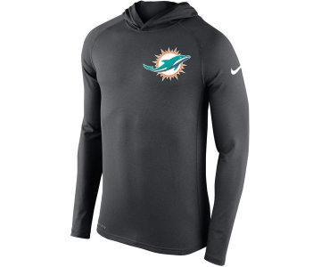 Men's Miami Dolphins Nike Charcoal Stadium Touch Hooded Performance Long Sleeve T-Shirt