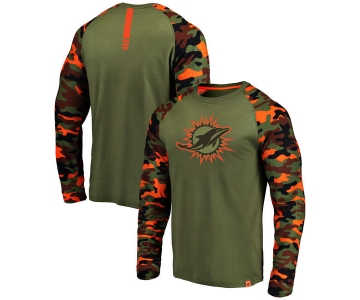 Miami Dolphins Heathered Gray Camo NFL Pro Line by Fanatics Branded Long Sleeve T-Shirt