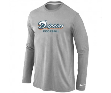 Nike Miami Dolphins Authentic font Long Sleeve T-Shirt Grey