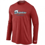 Nike Miami Dolphins Authentic font Long Sleeve T-Shirt Red