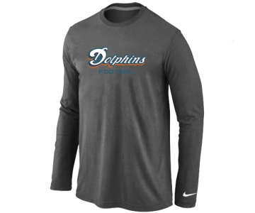 Nike Miami Dolphins Authentic font Long Sleeve T-ShirtD.Grey