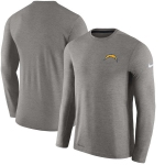 Men's Los Angeles Chargers Nike Charcoal Coaches Long Sleeve Performance T-Shirt