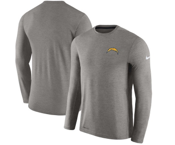 Men's Los Angeles Chargers Nike Charcoal Coaches Long Sleeve Performance T-Shirt
