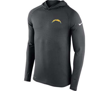 Men's Los Angeles Chargers Nike Charcoal Stadium Touch Hooded Performance Long Sleeve T-Shirt