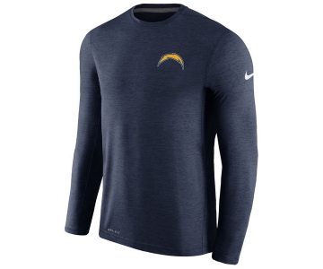 Men's Los Angeles Chargers Nike Navy Coaches Long Sleeve Performance T-Shirt