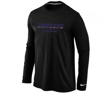 Nike San Diego Chargers Authentic font Long Sleeve T-Shirt Black