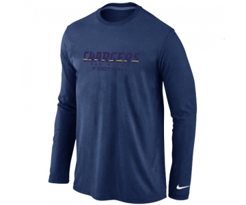 Nike San Diego Chargers Authentic font Long Sleeve T-Shirt D.Blue