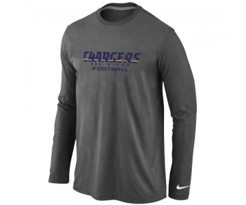 Nike San Diego Chargers Authentic font Long Sleeve T-Shirt D.Grey