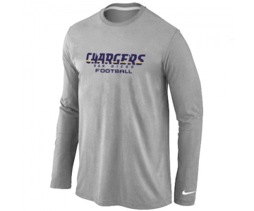 Nike San Diego Chargers Authentic font Long Sleeve T-Shirt Grey