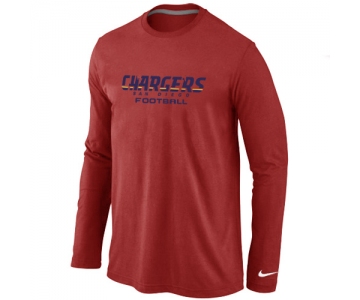 Nike San Diego Chargers Authentic font Long Sleeve T-Shirt Red