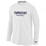 Nike San Diego Chargers Authentic font Long Sleeve T-Shirt White