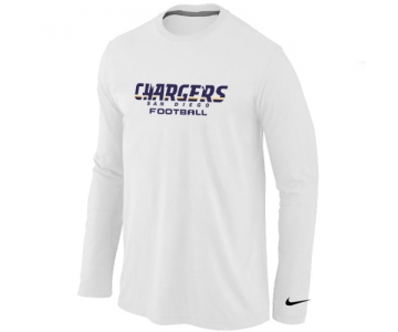 Nike San Diego Chargers Authentic font Long Sleeve T-Shirt White