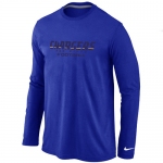 Nike San Diego Chargers Authentic font Long Sleeve T-Shirt blue