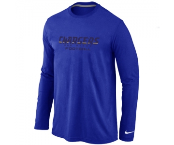 Nike San Diego Chargers Authentic font Long Sleeve T-Shirt blue