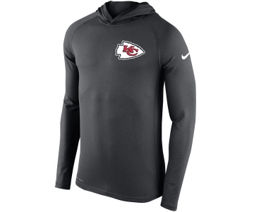 Men's Kansas City Chiefs Nike Charcoal Stadium Touch Hooded Performance Long Sleeve T-Shirt