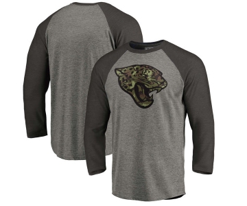 Jacksonville Jaguars NFL Pro Line by Fanatics Branded Black Gray Tri Blend 34-Sleeve T-Shirt