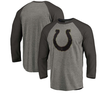 Indianapolis Colts NFL Pro Line by Fanatics Branded Black Gray Tri Blend 34-Sleeve T-Shirt