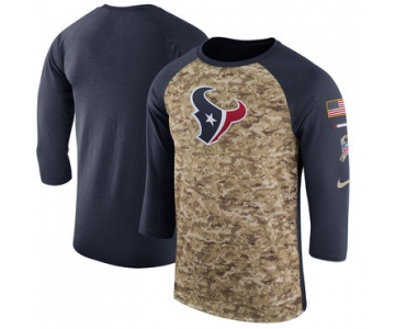 Men's Houston Texans Nike Camo Navy Salute to Service Sideline Legend Performance Three-Quarter Sleeve T Shirt