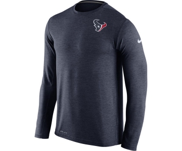 Men's Houston Texans Nike Navy Dri FIT Touch Long Sleeve Performance T-Shirt