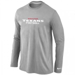 Nike Houston Texans Authentic font Long Sleeve T-Shirt Grey