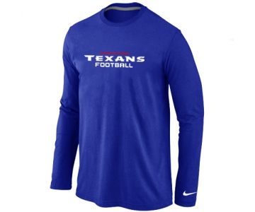 Nike Houston Texans Authentic font Long Sleeve T-Shirt blue