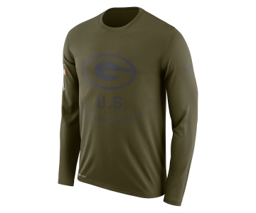 Green Bay Packers Nike Salute To Service Sideline Legend Performance Long Sleeve T-Shirt Olive