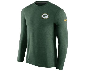 Men's Green Bay Packers Nike Green Coaches Long Sleeve Performance T-Shirt