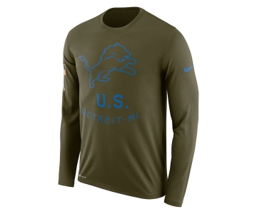 Detroit Lions Nike Salute To Service Sideline Legend Performance Long Sleeve T-Shirt Olive