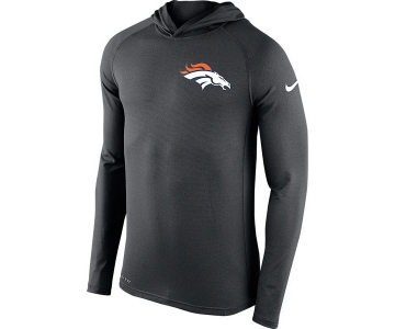 Men's Denver Broncos Nike Charcoal Stadium Touch Hooded Performance Long Sleeve T-Shirt