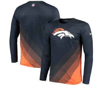 Men's Denver Broncos Nike Navy Sideline Legend Prism Performance Long Sleeve T-Shirt