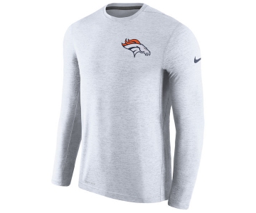 Men's Denver Broncos Nike White Coaches Long Sleeve Performance T-Shirt