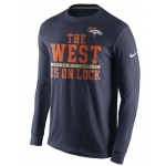 Nike Broncos Navy Blue 2015 AFC West Champions Men's Long Sleeve T-Shirt