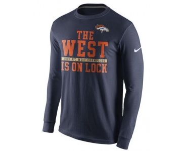 Nike Broncos Navy Blue 2015 AFC West Champions Men's Long Sleeve T-Shirt