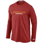 Nike Denver Broncos Authentic font Long Sleeve T-Shirt Red