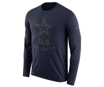 Dallas Cowboys Nike Salute To Service Sideline Legend Performance Long Sleeve T-Shirt Navy