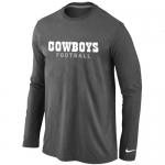 Nike Dallas Cowboys font Long Sleeve T-Shirt D.Grey