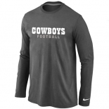 Nike Dallas Cowboys font Long Sleeve T-Shirt D.Grey