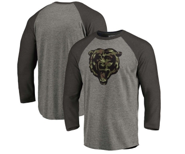 Chicago Bears NFL Pro Line by Fanatics Branded Black Gray Tri Blend 34-Sleeve T-Shirt