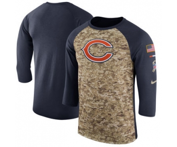 Men's Chicago Bears Nike Camo Navy Salute to Service Sideline Legend Performance Three-Quarter Sleeve T Shirt