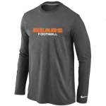 Nike Chicago Bears Authentic font Long Sleeve T-Shirt D.Grey