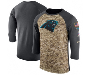 Men's Carolina Panthers Nike Camo Anthracite Salute to Service Sideline Legend Performance Three-Quarter Sleeve T Shirt