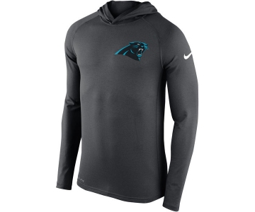 Men's Carolina Panthers Nike Charcoal Stadium Touch Hooded Performance Long Sleeve T-Shirt