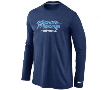 Nike Carolina Panthers Authentic font Long Sleeve T-Shirt D.Blue